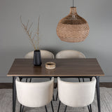 Jídelní stůl Tempe - černá / ořechová MDF + židle Berit - černá / béžový samet _4