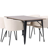 Jídelní stůl Tempe - černá / ořechová MDF + židle Berit - černá / béžový samet _4