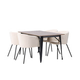 Jídelní stůl Tempe - černá / ořechová MDF + židle Berit - černá / béžový samet _4