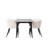 Jídelní stůl Tempe - černá / ořechová MDF + židle Berit - černá / béžový samet _4