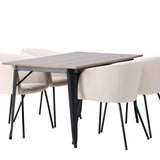 Jídelní stůl Tempe - černá / ořechová MDF + židle Berit - černá / béžový samet _4