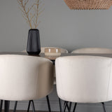 Jídelní stůl Tempe - černá / ořechová MDF + židle Berit - černá / béžový samet _4