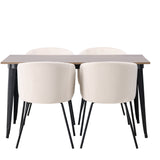 Jídelní stůl Tempe - černá / ořechová MDF + židle Berit - černá / béžový samet _4