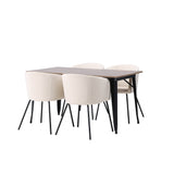 Jídelní stůl Tempe - černá / ořechová MDF + židle Berit - černá / béžový samet _4