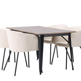 Jídelní stůl Tempe - černá / ořechová MDF + židle Berit - černá / béžový samet _4