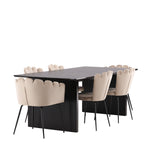 Jídelní stůl Vail - černá / kouřová černá MDF + židle Limhamn Light - černá / béžová samet _4