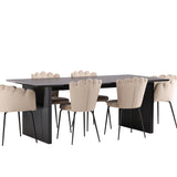 Jídelní stůl Vail - černá / kouřová černá MDF + židle Limhamn Light - černá / béžová samet _4