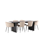 Jídelní stůl Vail - černá / kouřová černá MDF + židle Limhamn Light - černá / béžová samet _4
