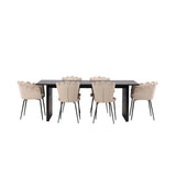 Jídelní stůl Vail - černá / kouřová černá MDF + židle Limhamn Light - černá / béžová samet _4
