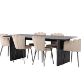 Jídelní stůl Vail - černá / kouřová černá MDF + židle Limhamn Light - černá / béžová samet _4