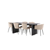 Jídelní stůl Vail - černá / kouřová černá MDF + židle Limhamn Light - černá / béžová samet _4