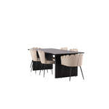 Jídelní stůl Vail - černá / kouřová černá MDF + židle Limhamn Light - černá / béžová samet _4