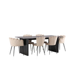 Jídelní stůl Vail - černá / kouřová černá MDF + židle Limhamn Light - černá / béžová samet _4