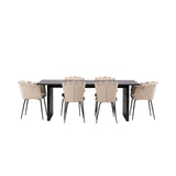 Jídelní stůl Vail - černá / kouřová černá MDF + židle Limhamn Light - černá / béžová samet _4