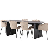 Jídelní stůl Vail - černá / kouřová černá MDF + židle Limhamn Light - černá / béžová samet _4