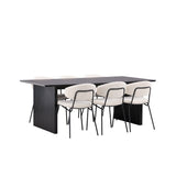 Jídelní stůl Vail - černá / kouřová černá MDF + Chicco jídelní židle - černá / bílá Boucle _6