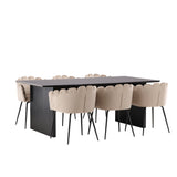Vail Jídelní stůl - Černá / Zakouřená černá MDF + Židle Limhamn - Černá / Béžová Velvet _6