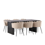 Vail Jídelní stůl - Černá / Zakouřená černá MDF + Židle Limhamn - Černá / Béžová Velvet _6
