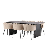 Vail Jídelní stůl - Černá / Zakouřená černá MDF + Židle Limhamn - Černá / Béžová Velvet _6