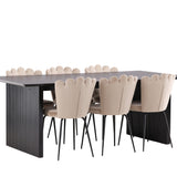 Jídelní stůl Vail - černá / kouřová černá MDF + židle Limhamn Light - černá / béžová samet _6