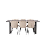 Jídelní stůl Vail - černá / kouřová černá MDF + židle Limhamn Light - černá / béžová samet _6
