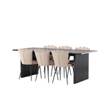Jídelní stůl Vail - černá / kouřová černá MDF + židle Limhamn Light - černá / béžová samet _6