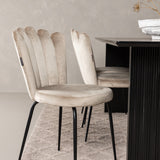 Jídelní stůl Vail - černá / kouřová černá MDF + židle Limhamn Light - černá / béžová samet _6