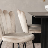 Jídelní stůl Vail - černá / kouřová černá MDF + židle Limhamn Light - černá / béžová samet _6