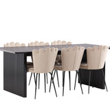 Jídelní stůl Vail - černá / kouřová černá MDF + židle Limhamn Light - černá / béžová samet _6