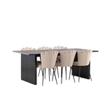 Jídelní stůl Vail - černá / kouřová černá MDF + židle Limhamn Light - černá / béžová samet _6