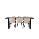 Jídelní stůl Vail - černá / kouřová černá MDF + židle Limhamn Light - černá / béžová samet _6