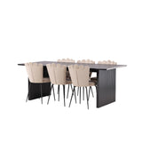 Jídelní stůl Vail - černá / kouřová černá MDF + židle Limhamn Light - černá / béžová samet _6