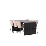 Jídelní stůl Vail - černá / kouřová černá MDF + židle Limhamn Light - černá / béžová samet _6