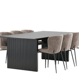 Jídelní stůl Vail - černá / kouřová černá MDF + jídelní židle Modesto - béžová / béžová Boucle _6