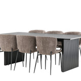 Jídelní stůl Vail - černá / kouřová černá MDF + jídelní židle Modesto - béžová / béžová Boucle _6