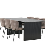 Jídelní stůl Vail - černá / kouřová černá MDF + jídelní židle Modesto - béžová / béžová Boucle _6