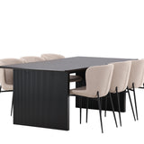 Jídelní stůl Vail – černá / kouřová černá MDF + jídelní židle Modesto – šedá / kouřová černá Boucle _6