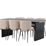 Jídelní stůl Vail – černá / kouřová černá MDF + jídelní židle Modesto – šedá / kouřová černá Boucle _6