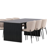 Jídelní stůl Vail – černá / kouřová černá MDF + jídelní židle Modesto – šedá / kouřová černá Boucle _6