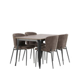 Jídelní stůl Tempe - Černá / Ořech MDF + Jídelní židle Modesto - Béžová / Béžová Boucle _4