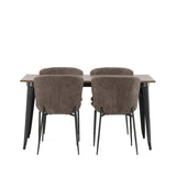 Jídelní stůl Tempe - Černá / Ořech MDF + Jídelní židle Modesto - Béžová / Béžová Boucle _4