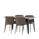 Jídelní stůl Tempe - Černá / Ořech MDF + Jídelní židle Modesto - Béžová / Béžová Boucle _4