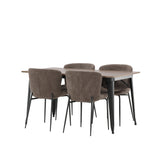 Jídelní stůl Tempe - Černá / Ořech MDF + Jídelní židle Modesto - Béžová / Béžová Boucle _4