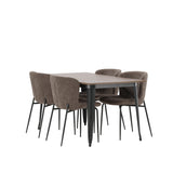 Jídelní stůl Tempe - Černá / Ořech MDF + Jídelní židle Modesto - Béžová / Béžová Boucle _4