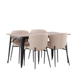 Jídelní stůl Tempe - černá / ořechová MDF + jídelní židle Modesto - šedá / kouřová černá Boucle _4