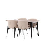 Jídelní stůl Tempe - černá / ořechová MDF + jídelní židle Modesto - šedá / kouřová černá Boucle _4