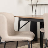 Jídelní stůl Tempe - černá / ořechová MDF + jídelní židle Modesto - šedá / kouřová černá Boucle _4