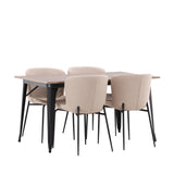 Jídelní stůl Tempe - černá / ořechová MDF + jídelní židle Modesto - šedá / kouřová černá Boucle _4