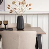 Jídelní stůl Tempe - černá / ořechová MDF + jídelní židle Modesto - šedá / kouřová černá Boucle _4