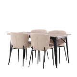 Jídelní stůl Tempe - černá / ořechová MDF + jídelní židle Modesto - šedá / kouřová černá Boucle _4